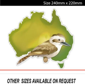Large Kookaburra and Australian Map  Sticker for vehicles, boat , motorhome, truck, trailer, car sticker