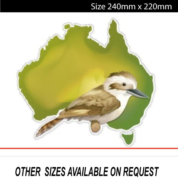 Large Kookaburra and Australian Map Sticker for vehicles, boat , motorhome, truck, trailer, car sticker - Mega Sticker Store