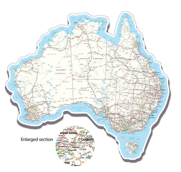 Large Map Australia Motorhome decal detailed Road Map Sticker Decal - Mega Sticker Store