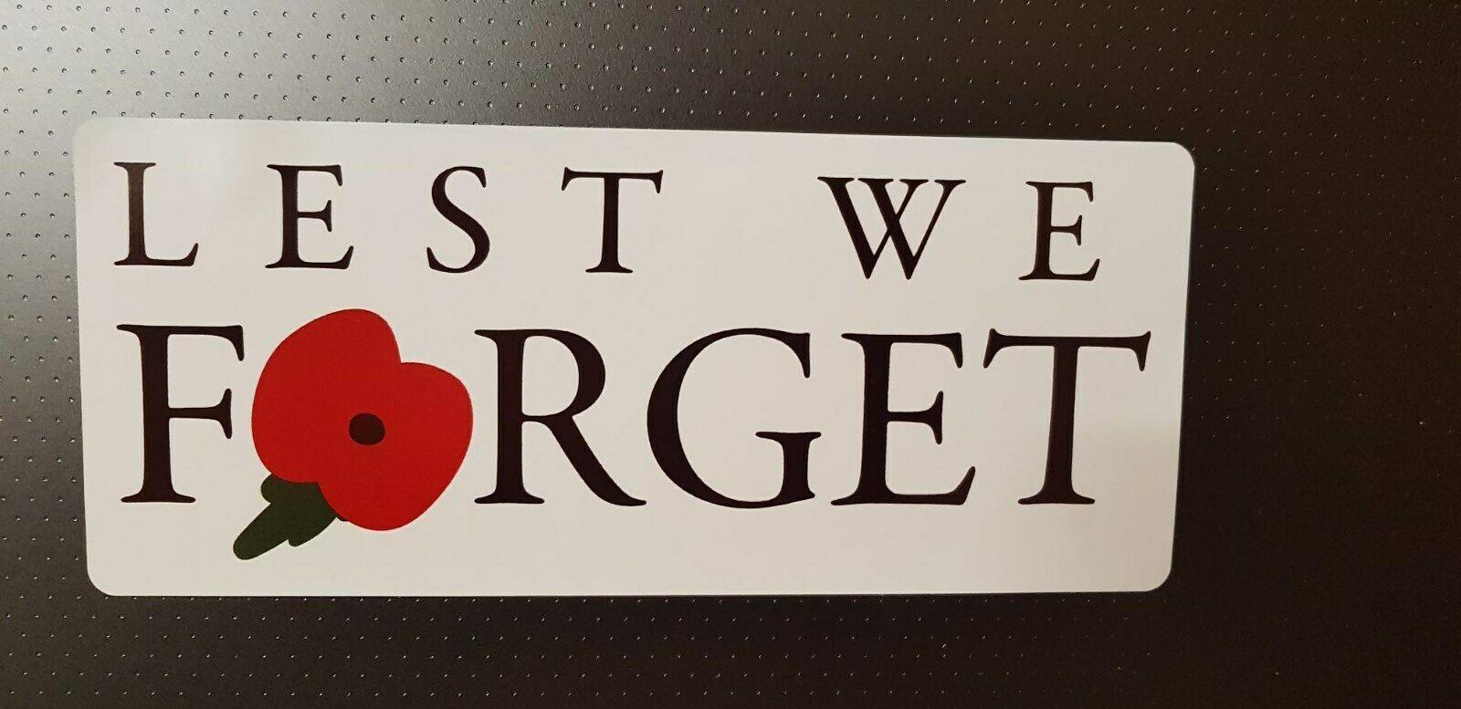 Lest We Forget Sticker Set, Australian ANZAC Remembrance Decals for Car or Windscreen, Laminated Vinyl