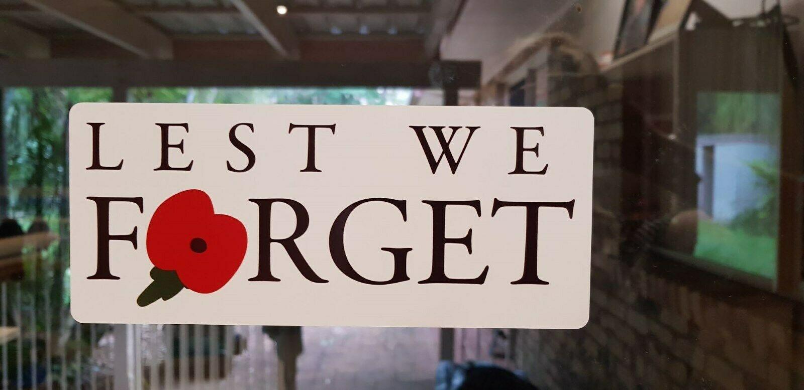 Lest We Forget Sticker Set, Australian ANZAC Remembrance Decals for Car or Windscreen, Laminated Vinyl glass
