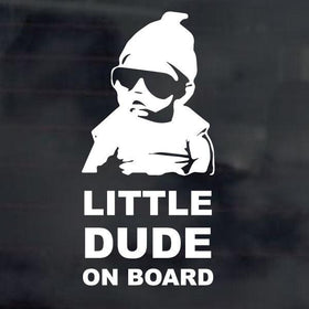 Little dude on board baby on board car sticker for car window, hangover baby