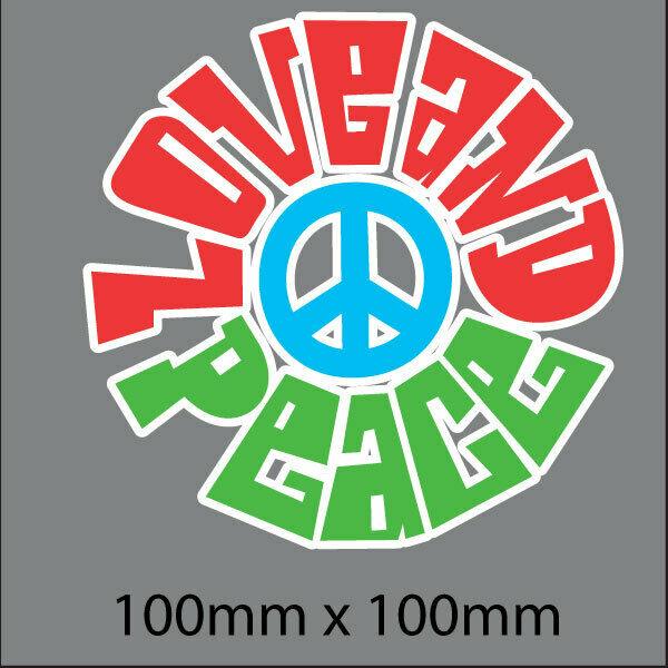 Love and Peace Hippie Sticker, Round Flower Power Vinyl Car Decal for Camper Van MotorhomeSticker Store