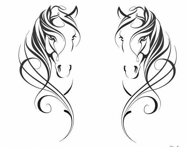 Mirrored Horse Head Vinyl Decal Pair, Equestrian 4WD Ute Horse Float Graphics, Decorative Horse Stickers 7 Year Vinyl