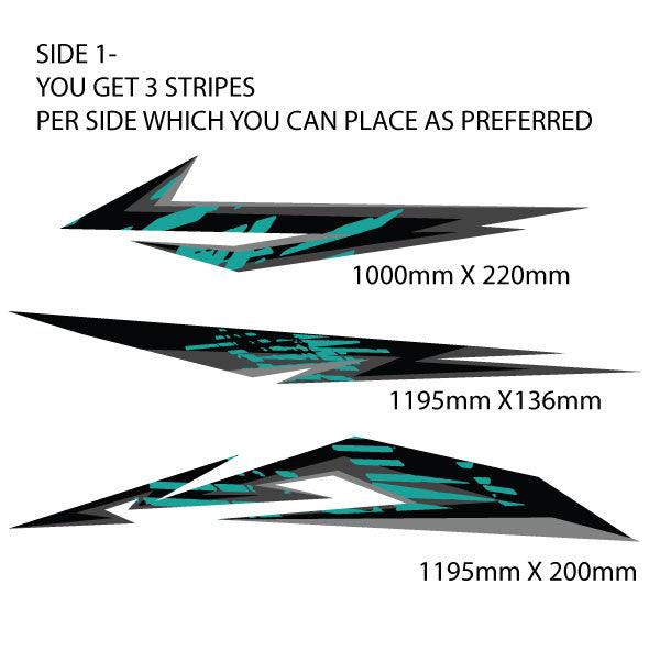 Modern Teal and Black vehicle stripe , motorhome, 4x4, truck trailer , horse float desTB1 - Mega Sticker Store