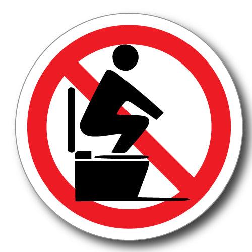 90mm No Standing Squat on toilet seat Sticker warning sticker round - Mega Sticker Store