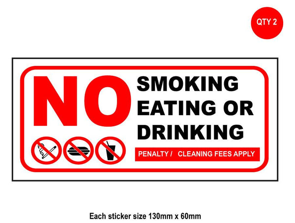 No smoking eating drinking taxi window sticker decal - Applied to Outside - Mega Sticker Store