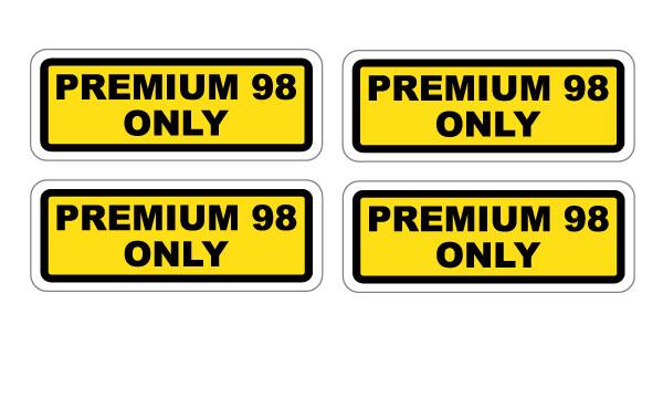 Premium 98 Only Petrol Fuel Stickers - Mega Sticker Store