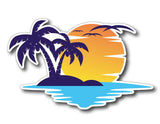 Palm Tree with Sunset and Birds sticker decal RV Motorhome, 4X4, Boat , Caravan, vehicle - Mega Sticker Store