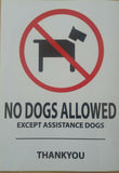 QTY 2  sticker decals No dogs allowed except assistance dogs sticker sign Sticker Store