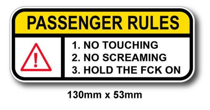 Qty 2 Rules For Passengers Sticker Decal Funny For Race Drift Car Jdm Lowered Stance