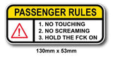 Qty 2 Rules For Passengers Sticker Decal Funny For Race Drift Car Jdm Lowered Stance