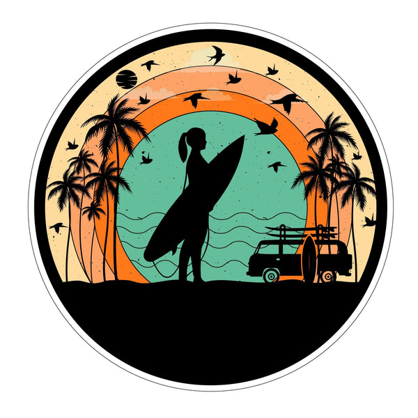Surf Style Sticker Retro Surf- girl sticker-decal-vehicle-,-car-motorhome-van-vanlife-tru ...