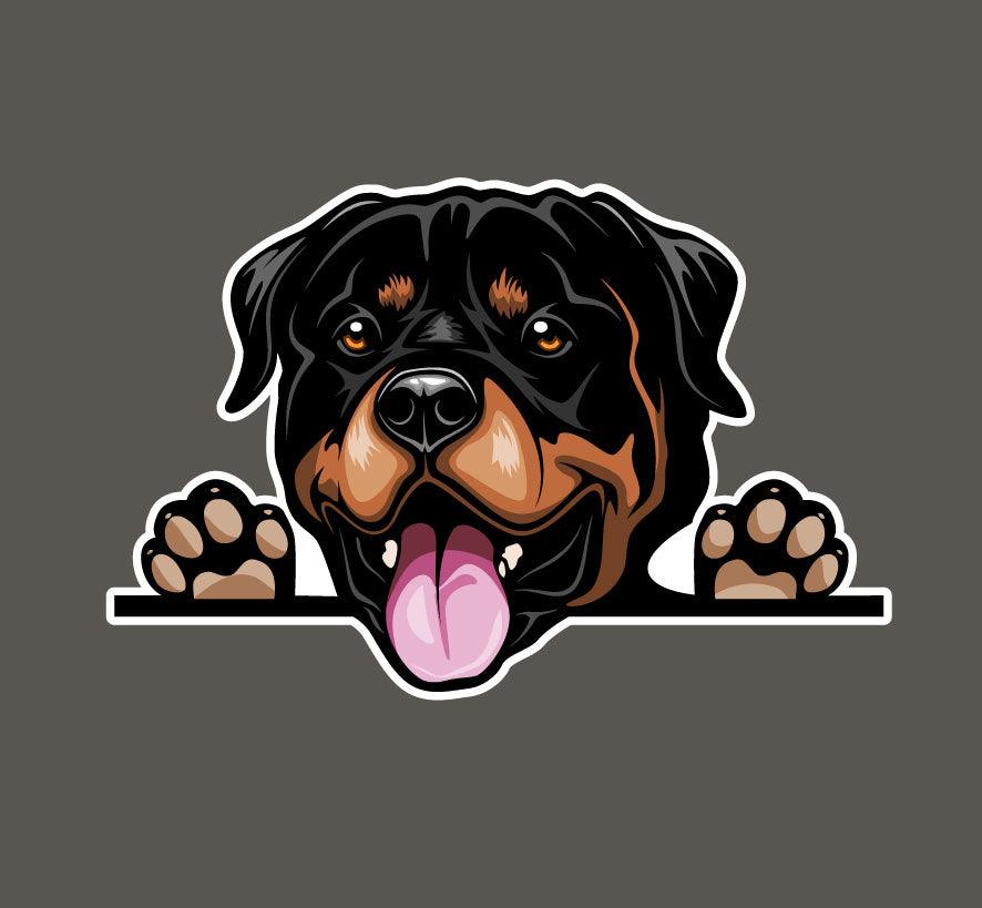 Rottweiler car window sticker, peeking dog sticker - Mega Sticker Store