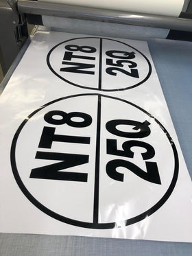 Qty 2 Round 50cm  Boat Rego stickers for boat starcraft