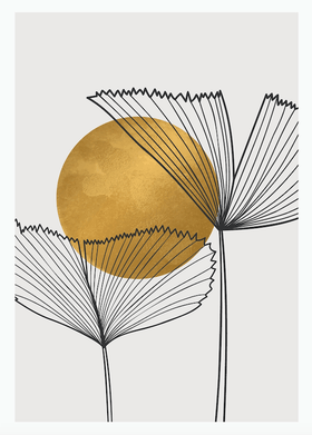 Gold Botanical Abstract Plant Art (2)