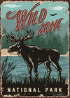 Wild Zone National! Vintage Moose Outdoor Poster - Mega Sticker Store