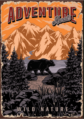 Vintage Bear Outdoor Poster Wild Outdoors