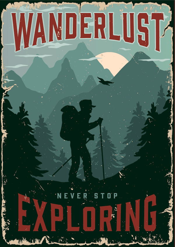 Vintage Wanderlust Explorer Outdoor Poster Wild Outdoors - Mega Sticker Store