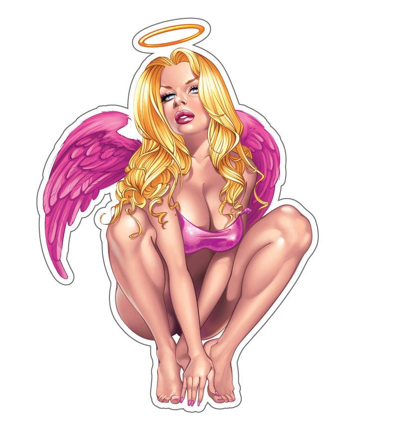 Sexy Pinup girl, angel car sticker , laptop stcker. wall sticker - Mega Sticker Store