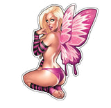 Sexy Pinup girl, fairy car sticker , laptop stcker. wall sticker - Mega Sticker Store