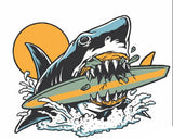 Shark Surfboard Vinyl Decal, Gloss Surf Style Vehicle Sticker for Cars and Campervans