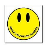 200mm Smile you're on camera sticker decal for window, with smiley emoticon face - Mega Sticker Store