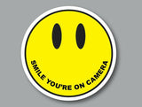 Smile You’re on Camera Vinyl Sticker, Round CCTV Awareness Decal for Glass Doors 6 Pack