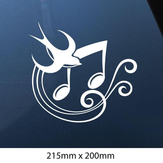 Swallow Bird with music note tattoo girly girl car sticker decal for car , window, wall - Mega Sticker Store