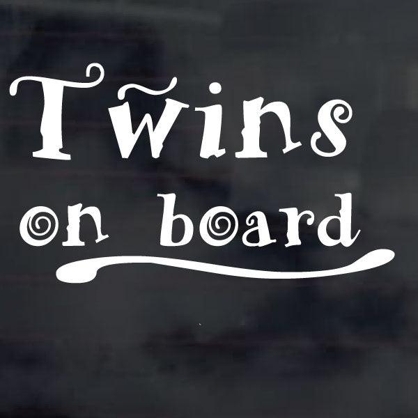 Twins Baby on board baby , car sticker for car window, script writing - Mega Sticker Store