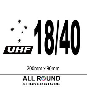 UHF 18 40 Vinyl sticker decal for Australian Travellers, RV Motorhome, caravan