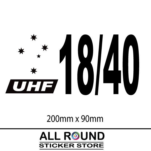 UHF 18 40 Vinyl sticker decal for Australian Travellers, RV Motorhome, caravan - Mega Sticker Store