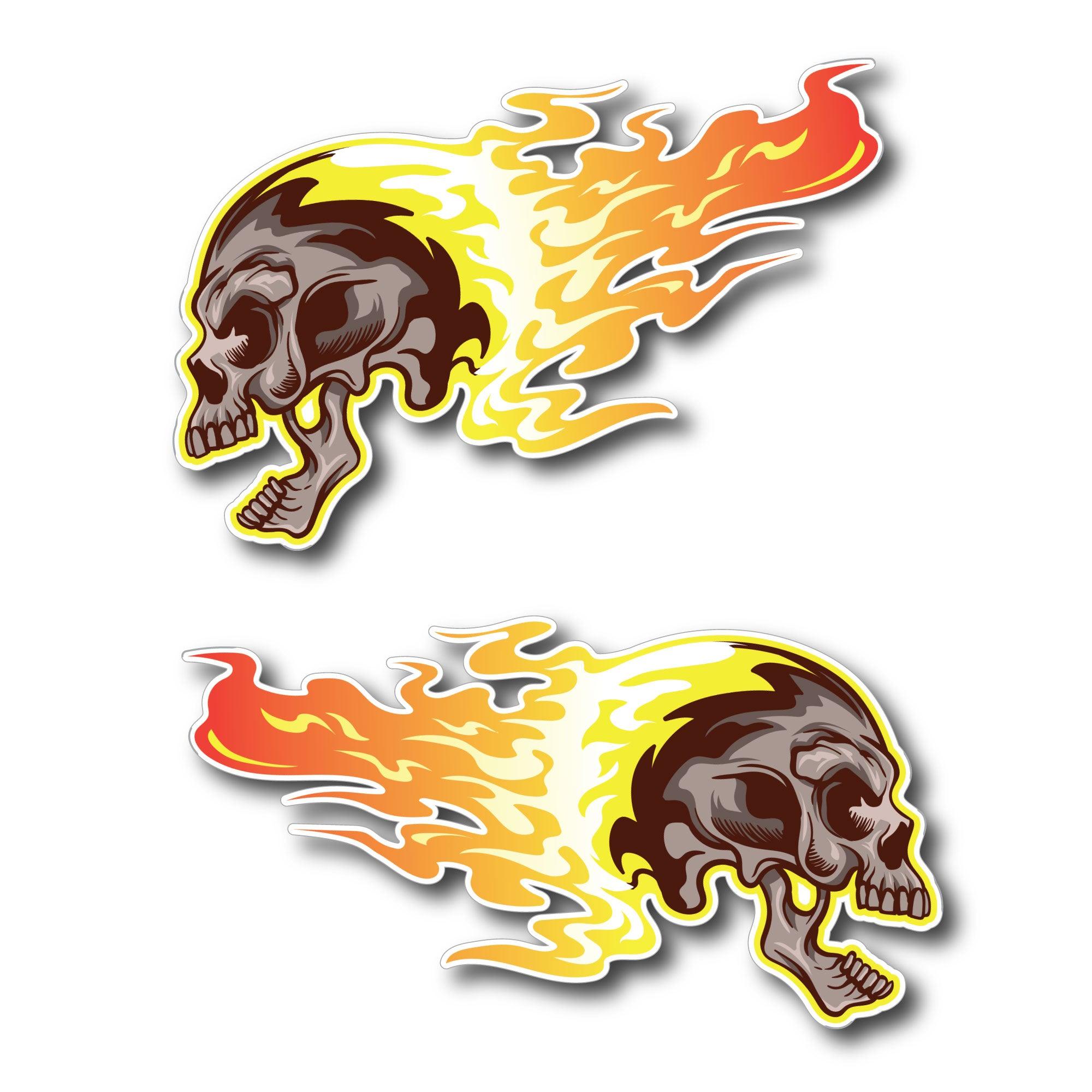 Yellow Flame skull car sticker popular laptop, skateboard, car sticker, window - Mega Sticker Store