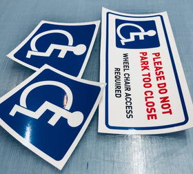 Disability vehicle stickers Australian made, wheel chair sign