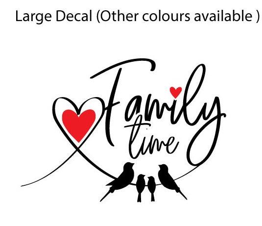 Large Family Time sticker Decal with birds and love heart for vehicle, motorhome - Mega Sticker Store