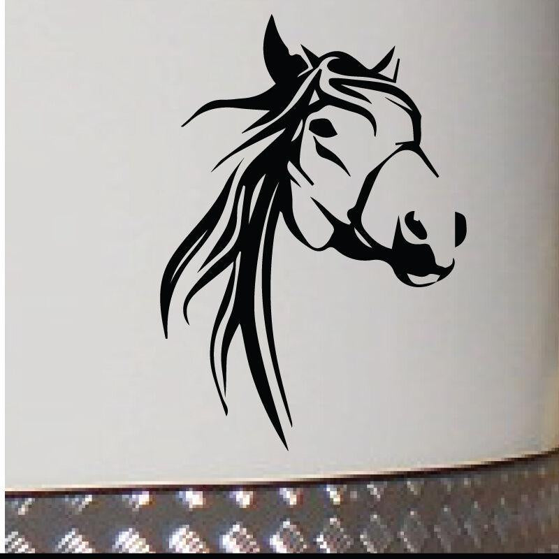 Black decal of horse head on horsefloat