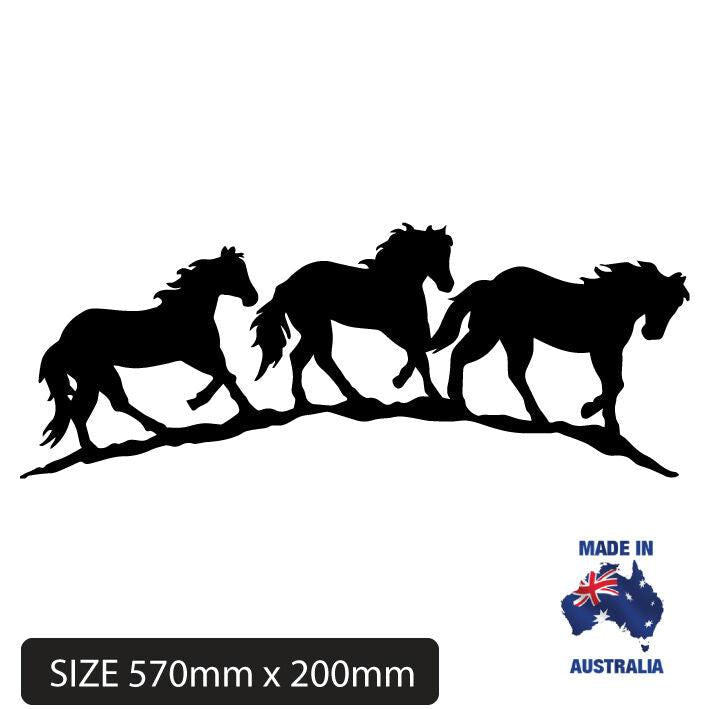 hree running horse silhouette sticker for horse float or horse trailer