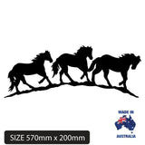 hree running horse silhouette sticker for horse float or horse trailer