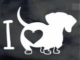 i love dachshunds dogs car sticker decal, cute car sticker window decal