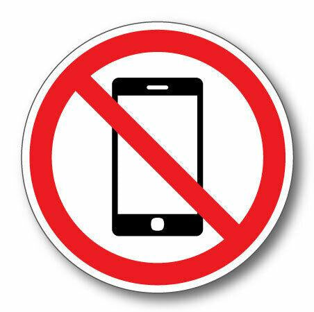 qty 4 no mobile phone warning stickers 80mm x 80mm