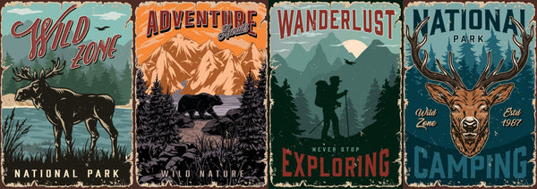 Vintage Bear Outdoor Poster Wild Outdoors - Mega Sticker Store