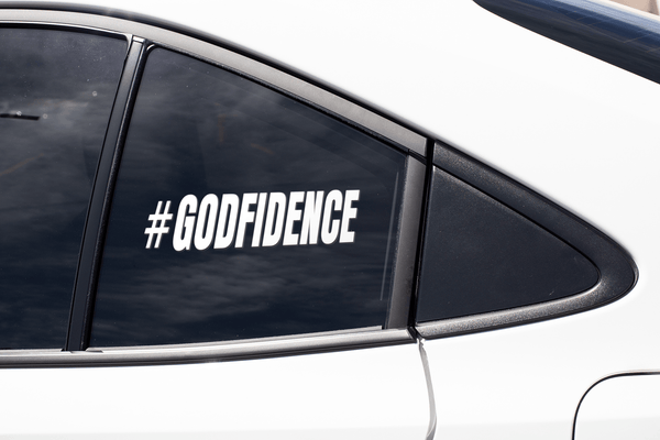 window-decal-sticker Godfidence funny Christian car sticker